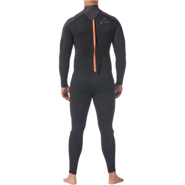 2026 Typhoon M&auml;nner Essential 3/2mm R&uuml;ckenrei&szlig;verschluss Neoprenanzug 250000 - Black / Solar